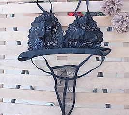 Dantel Detaylı Siyah Fantezi Takım