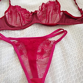 Kırmızı Dantelli Nakışlı Balenli Transparan Brode Bralet Sütyen Takım